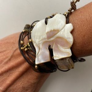 Leather wrap charm bracelet
